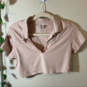 H&M Basic Salmon Polo Crop